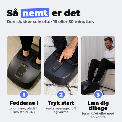 Så nemt bruger du MuscleFeet: fødderne i, tryk start, læn dig tilbage